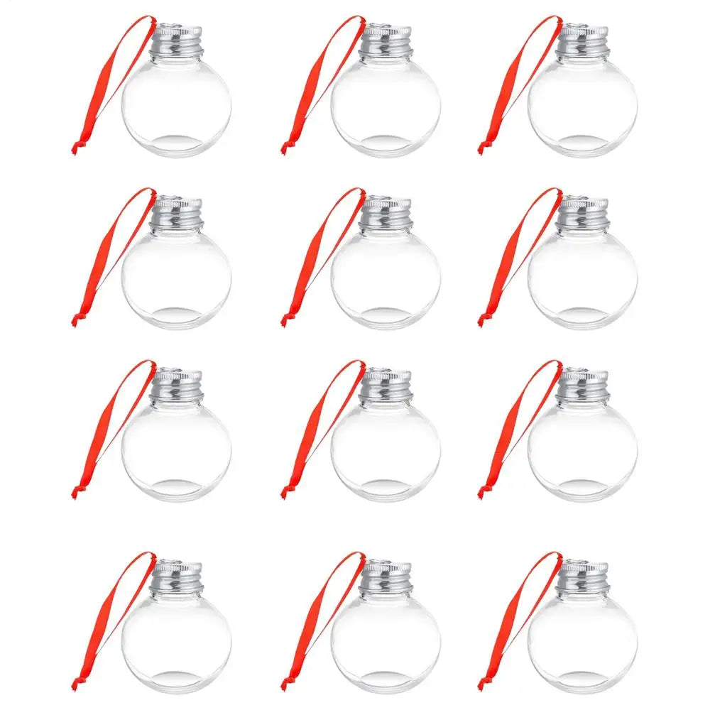 Clear Fillable Christmas Ornaments Set of 12 – DIY Ball Pendants