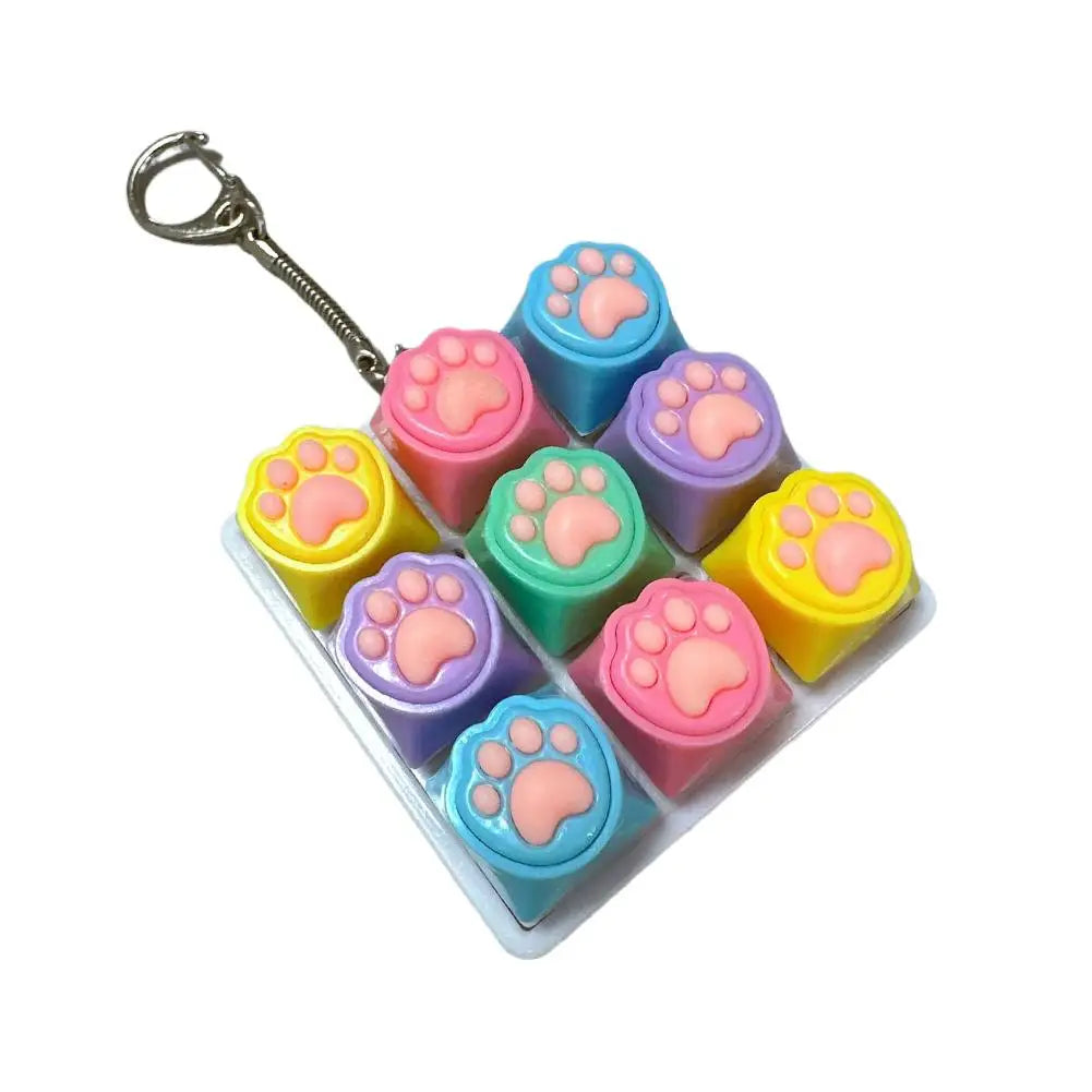 9-Key Cat Paw Fidget Keyboard Toy – Clicky Keychain Desk Toy