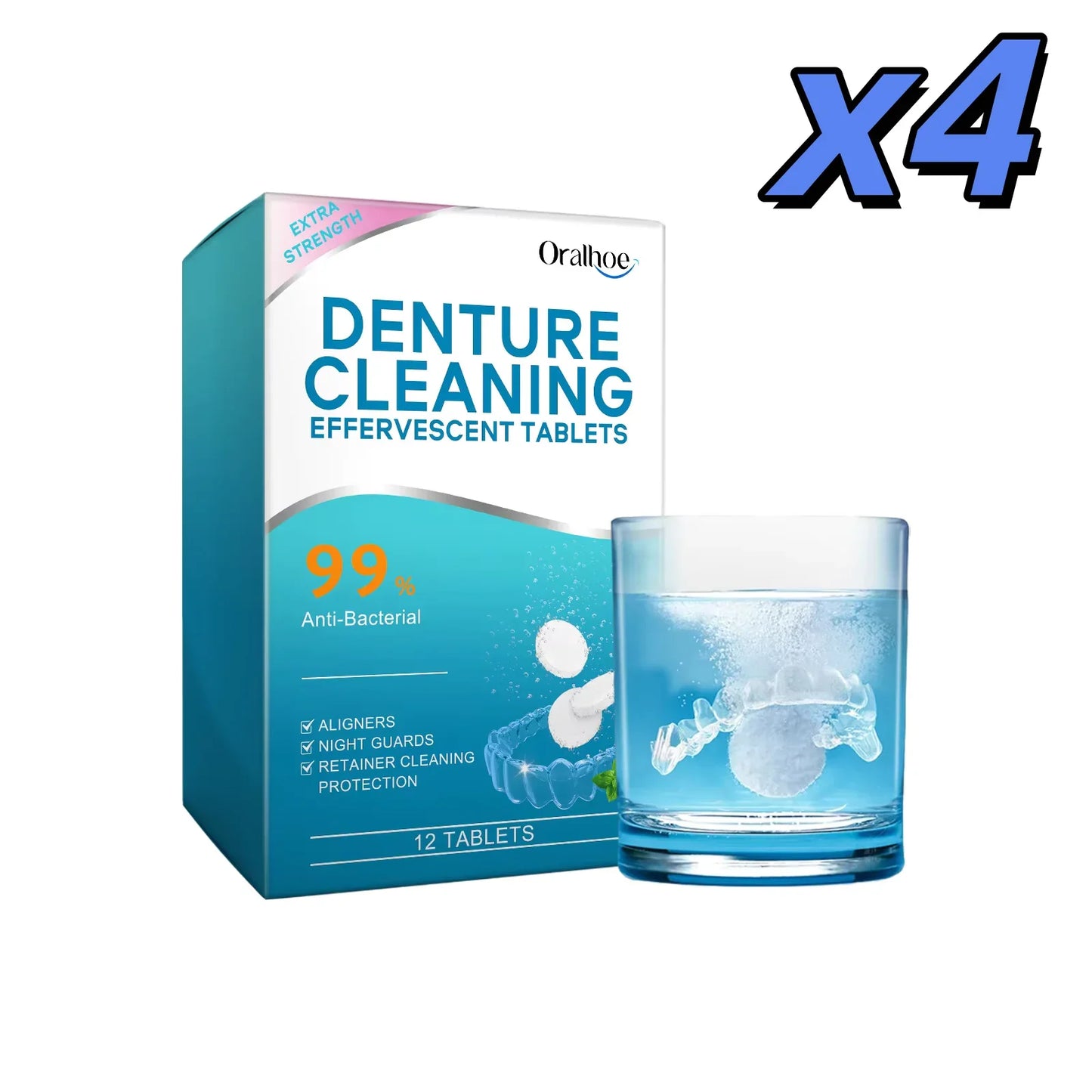 Denture Cleaning Tablets – Whitening & Plaque Removal | 12 Pack