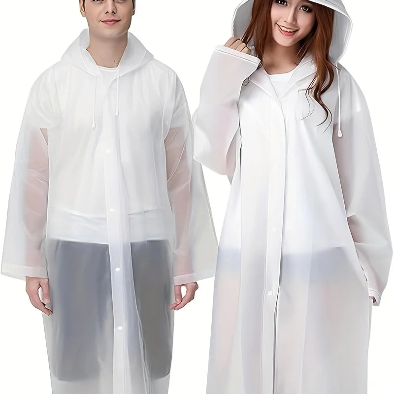 2-pc Two-piece, reusable raincoat with hood and sleeves, lightweight and compact, versatile raincoat that can be carried around Peaceful Pleasures Health and Wellness WHITE