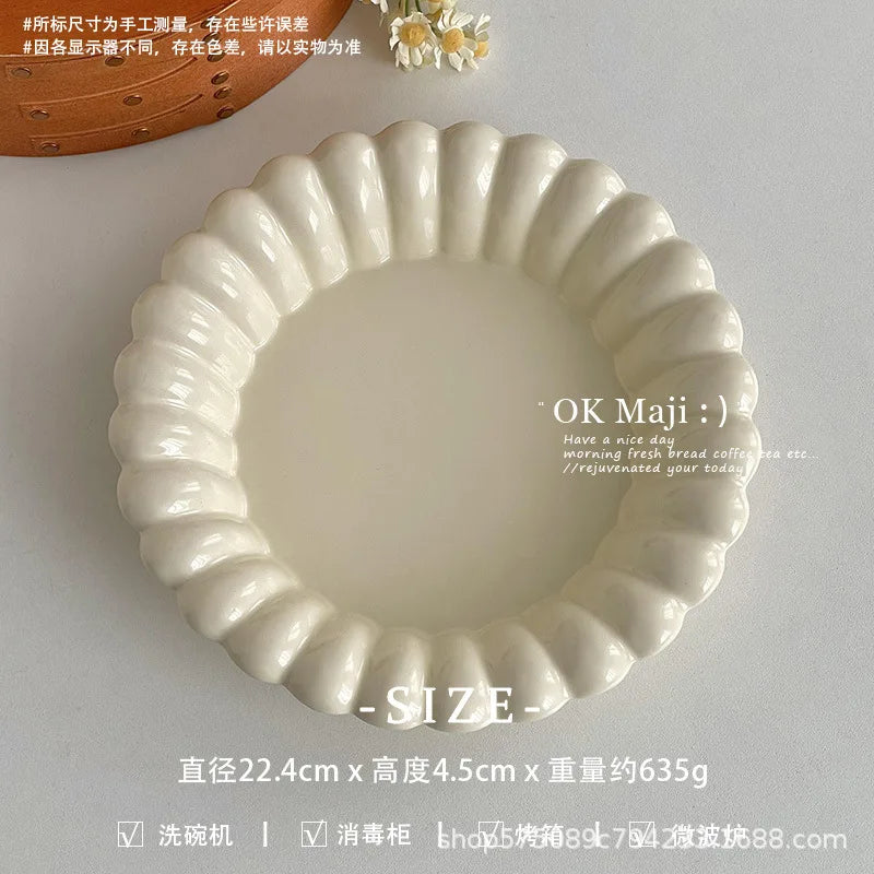 Ceramic Dinner Plates – Round Porcelain Dessert & Pasta Plate Ceramic Dinner Plate Peaceful Pleasures Health and Wellness 8.8Inches