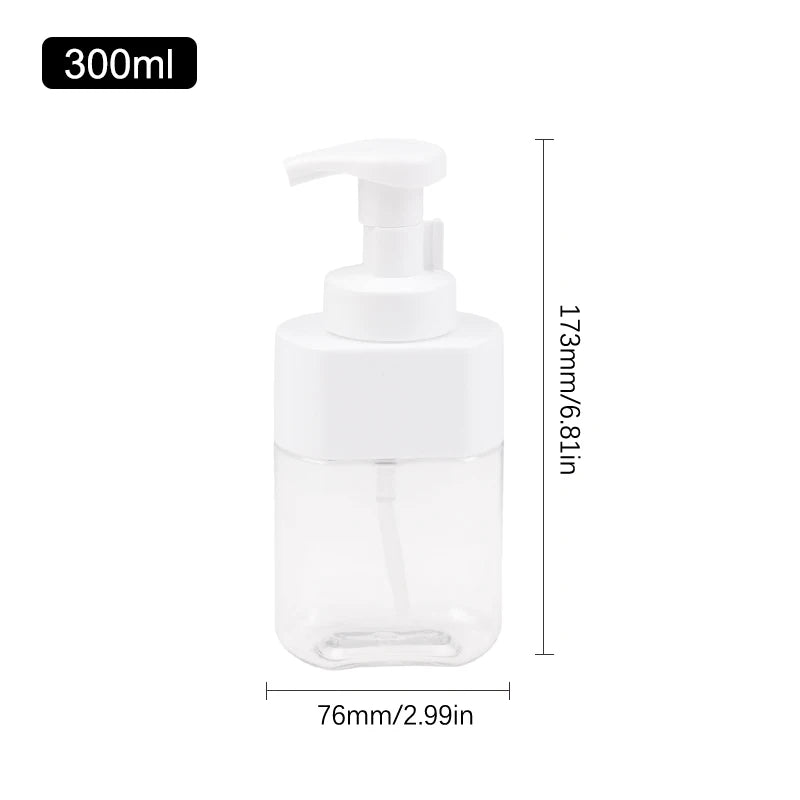 300/500ml Transparent Press Foaming Hand Soap Dispenser Empty Shower Gel Bottle Fcial Cleanser Mousse Container Travel Portable Peaceful Pleasures Health and Wellness 300ml White