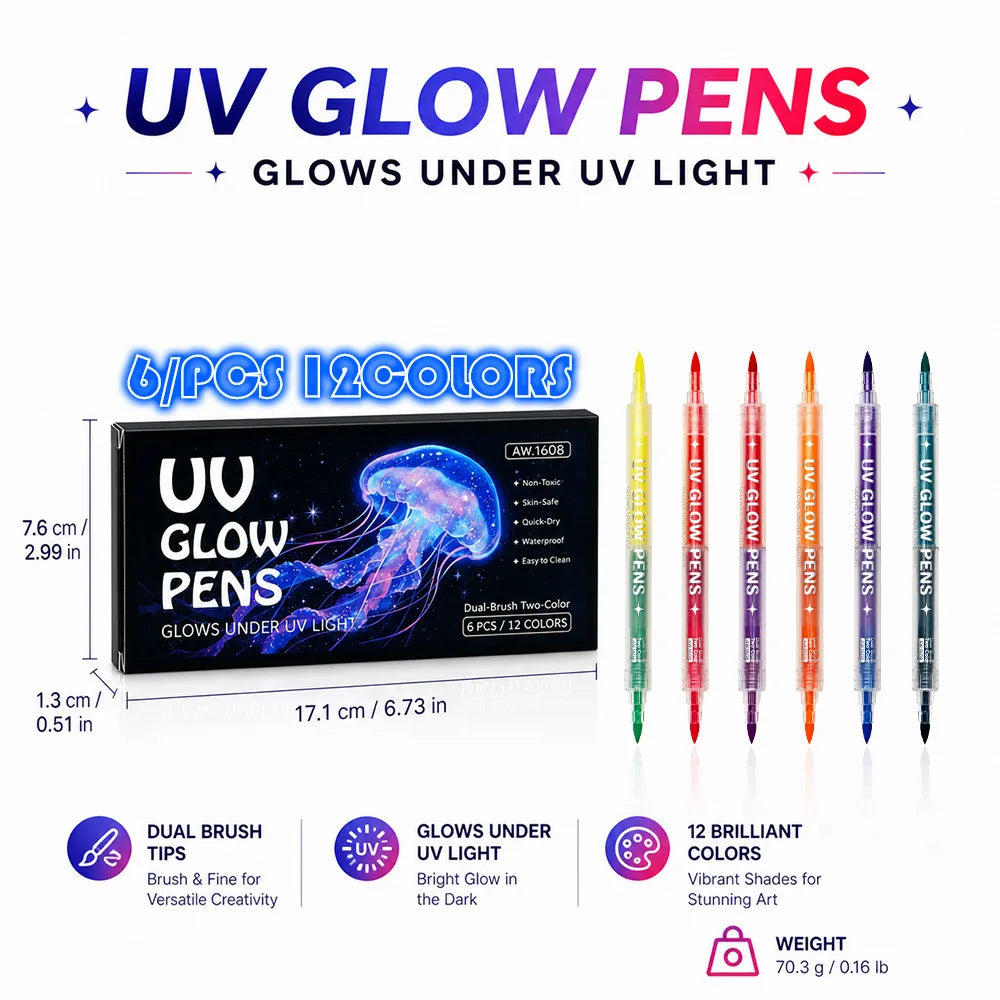 Glow Face Body Paint, Glow In The Dark Under UV Black Light Sticks Makeup Neon Face Painting Kits for Adult Halloween Festival Peaceful Pleasures Health and Wellness 6pcs