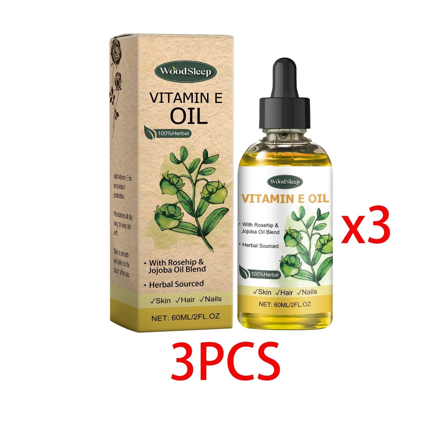 WOODSLEEP Vitamin E Dry Oil – Face, Body, Hair & Nails 60ml