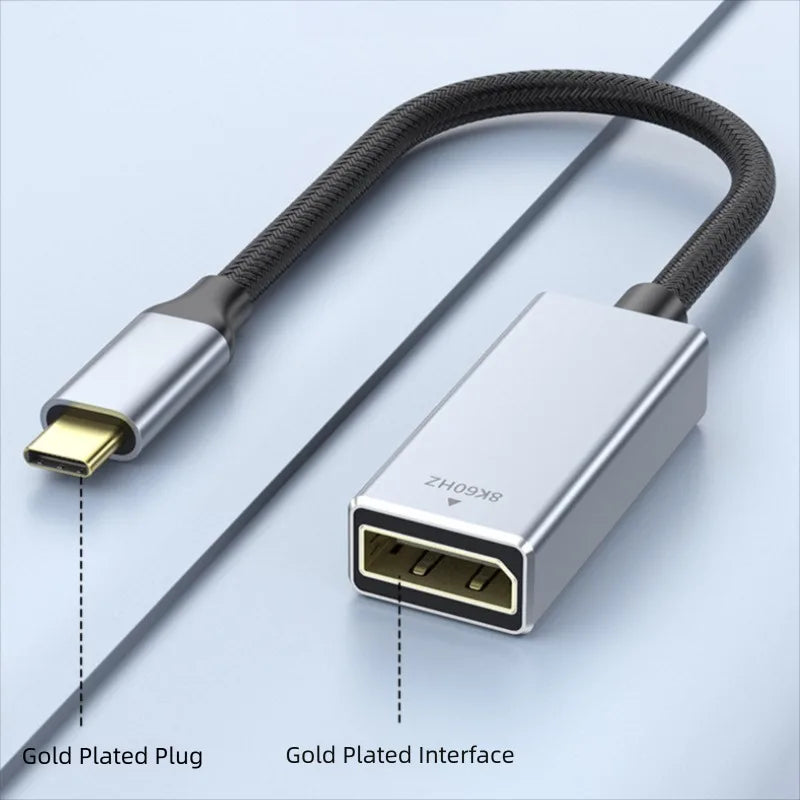 8K USB 3.1 Type C To Displayport Cable 8K@60Hz 4K@144Hz DP 1.4 Adapter USB C Display Port Video Adapter for MacBook Pro Air M1 Peaceful Pleasures Health and Wellness