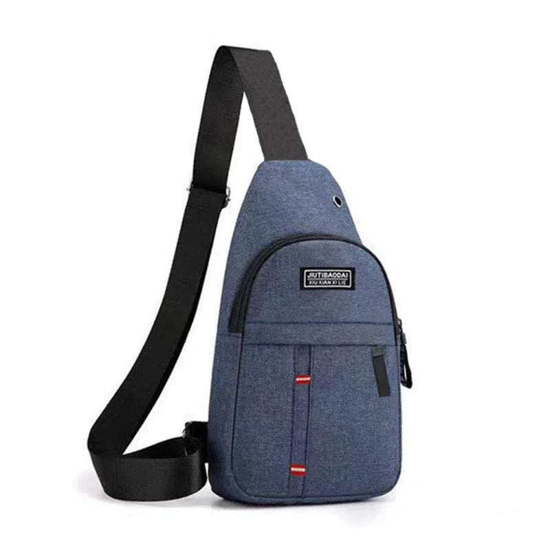Men's and women's adjustable breast pockets, single-shoulder diagonal cross Oxford fabric breast pockets Peaceful Pleasures Health and Wellness Blue