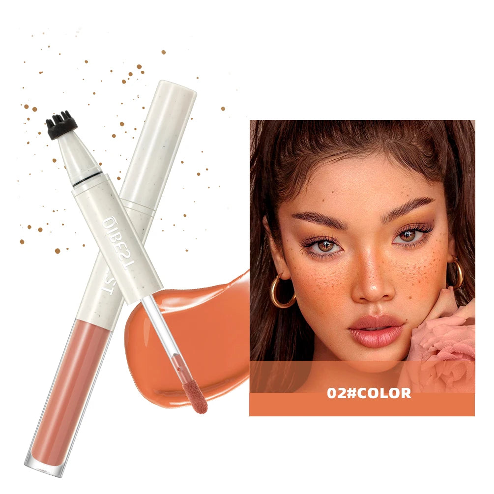 QIBEST Double Headed Natural Simulation Freckles Stamp Pen Liquid Blush Waterproof Lifelike Fake Freckles Pen Dot Spot Cosmetics Peaceful Pleasures Health and Wellness 02
