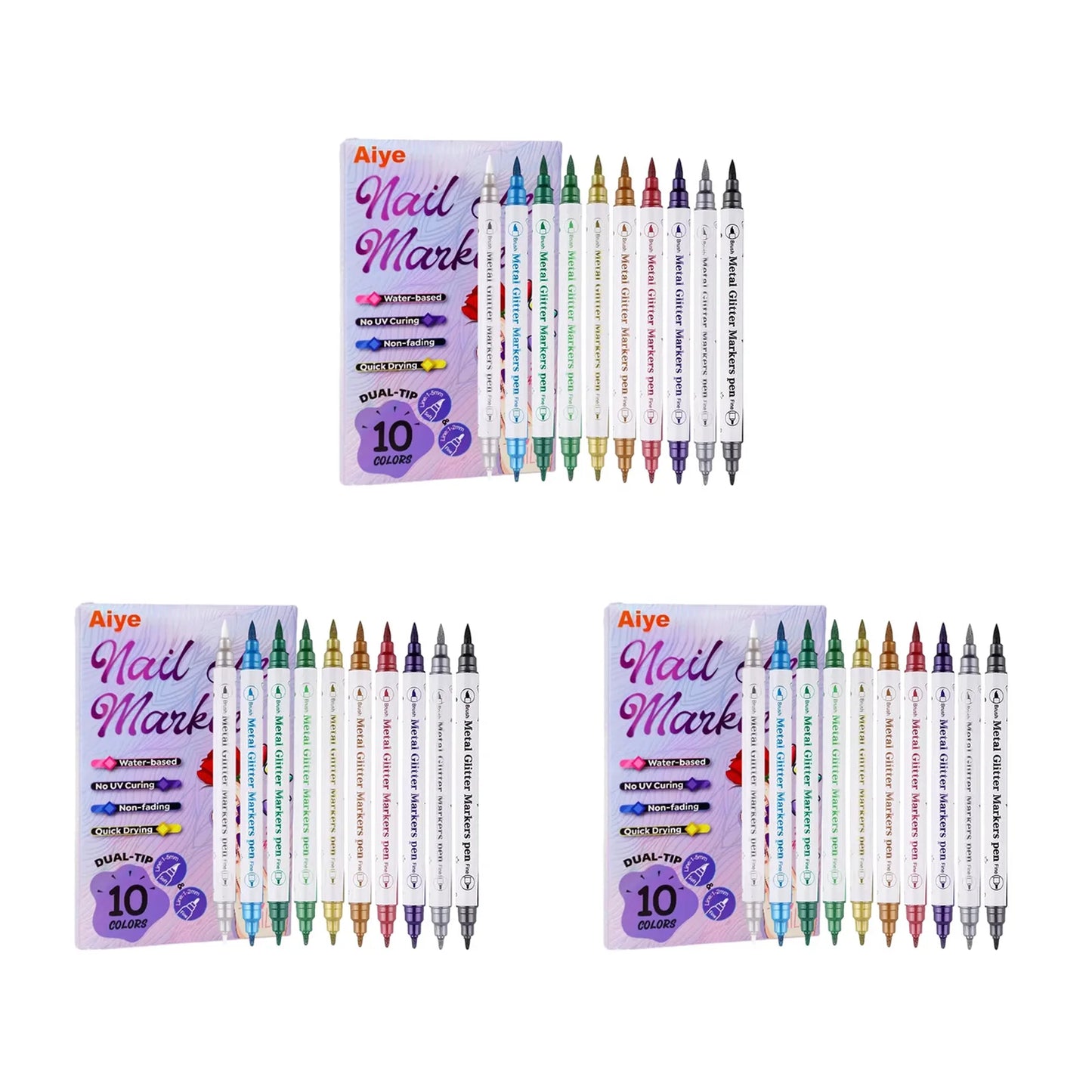 10-Piece Nail Art Pens Set – Waterproof Acrylic Drawing Liner Peaceful Pleasures Health and Wellness 3 Sets