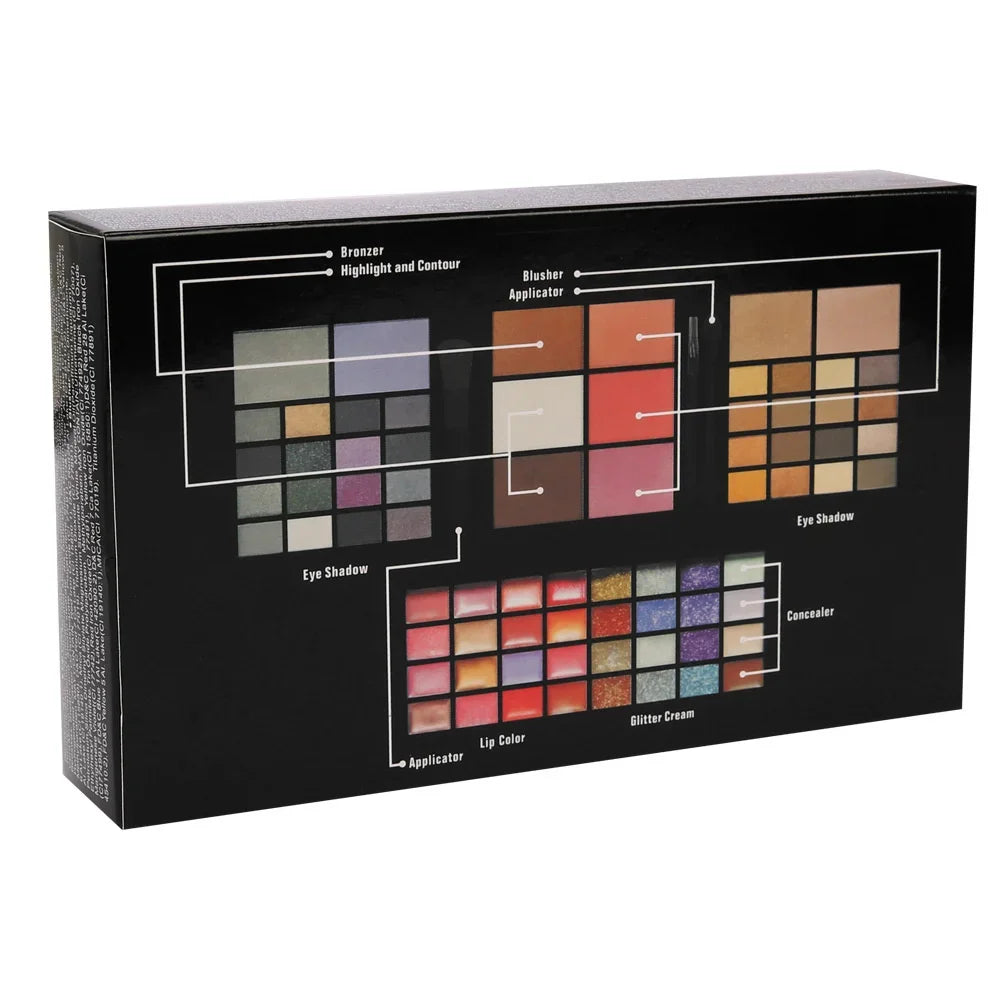 74-Color Professional Makeup Kit – Eyeshadow, Lip Gloss & Blush
