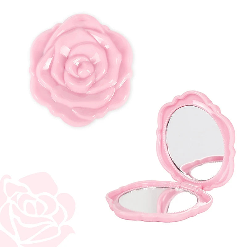 Retro Rose Double-Sided Folding Pocket Compact Mirror