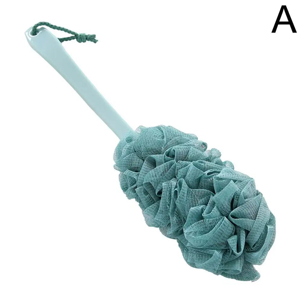 Large Two-Tone Bath Puff with Long Handle & Hanging Rope