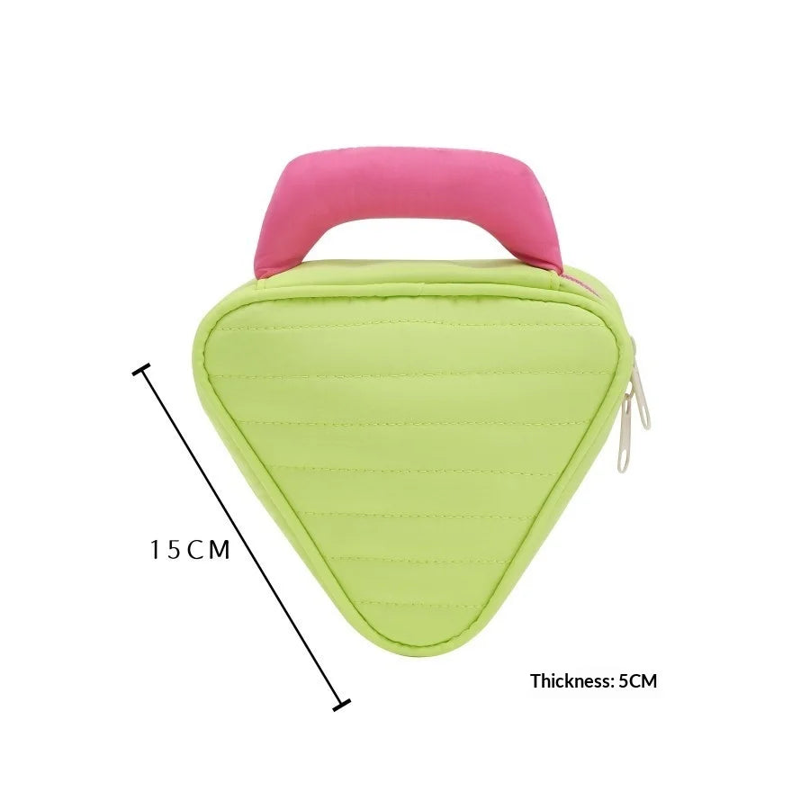 2026 New Beauty Storage Cases Simple Contrast Color Square Triangle Makeup Case Storage Bag Travel Toiletry Bag Cosmetic Bag Peaceful Pleasures Health and Wellness Green