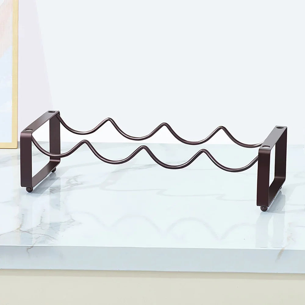 Wrought Iron Stackable Wine Rack Cute Countertop Free Standing Glasses Bottle Display Cabinet Rack Shelf For Home Kitchen Itemes Peaceful Pleasures Health and Wellness Brown