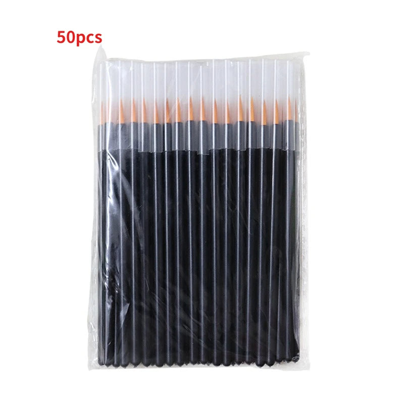 50-Pack Disposable Eyeliner Brushes – Precision Lip & Eye Makeup