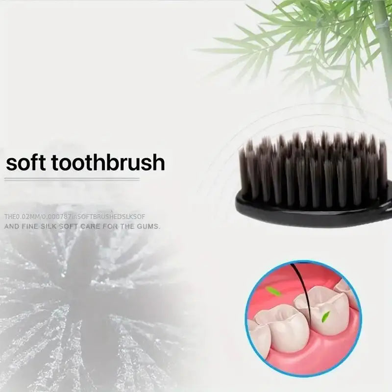10-Pack Bamboo Charcoal Ultra-Soft Adult Toothbrushes
