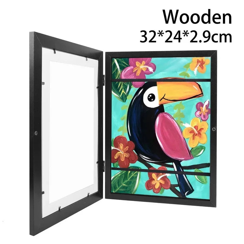 Children's Wooden Magnetic Art Display Frame | Easy Swap