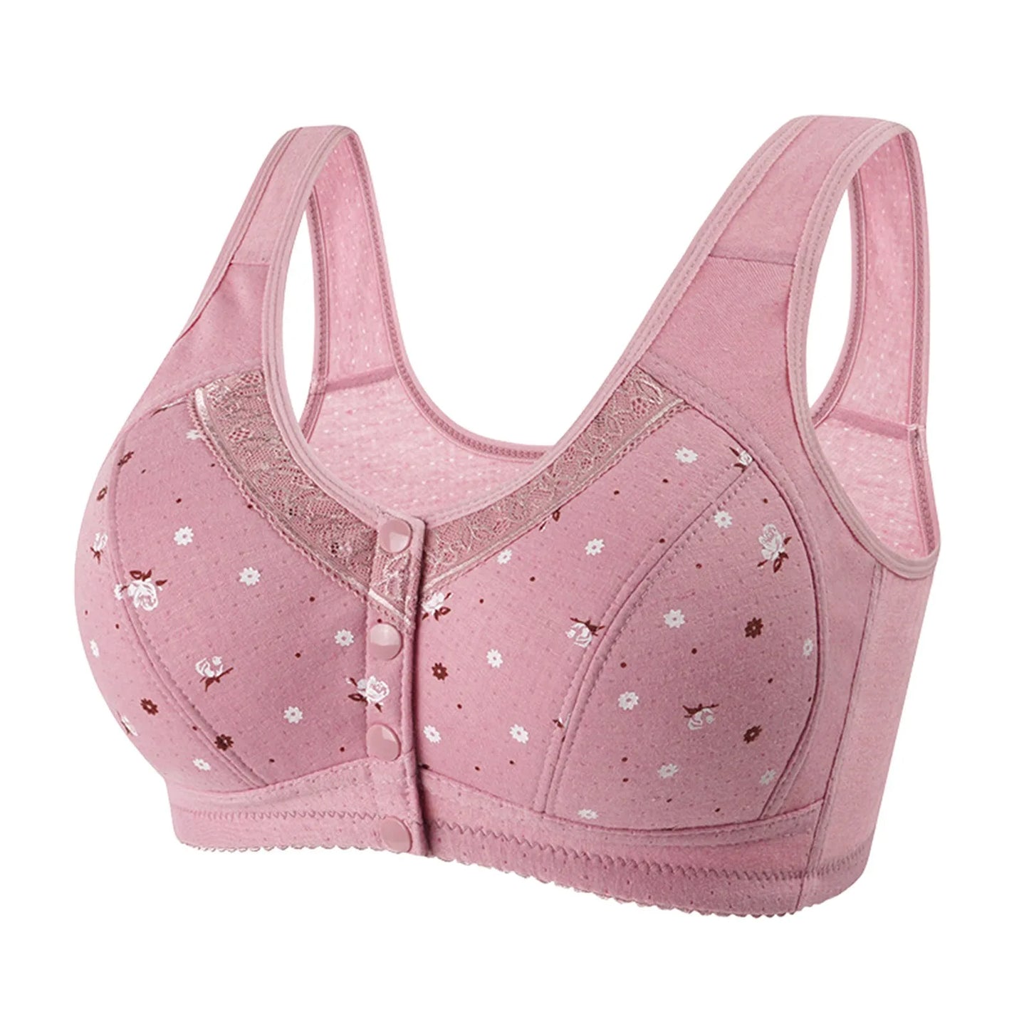 Plus Size Wire-Free Nursing Bra | Floral Front Closure