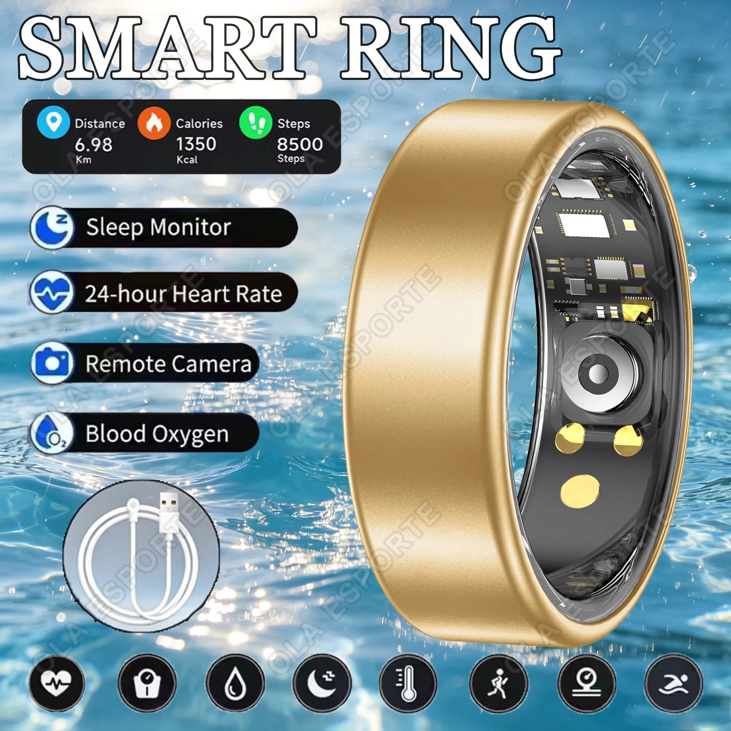Smart Ring Blood Pressure Heart Rate Sleep Monitoring Smartring IP68 & 5ATM Waterproof Multi-sport Mode Smartring Man Women 2026 Peaceful Pleasures Health and Wellness