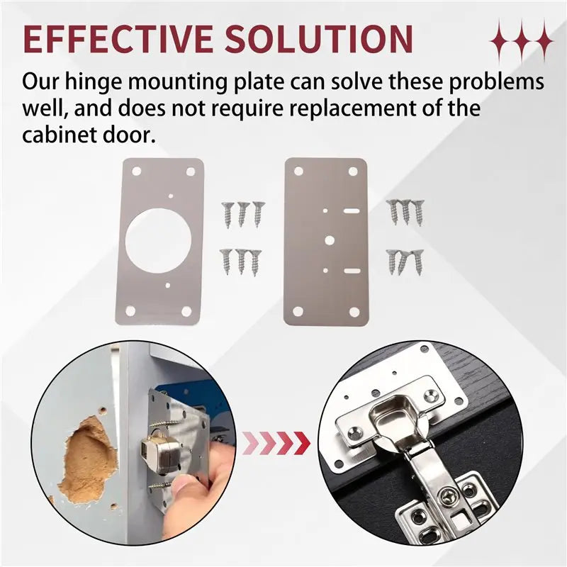 A36T-12-Pack Hinge Repair Kit Cabinet Door Hinge Repair Plate Silver Stainless Steel For Kitchen Cupboard Door Locker Cabinet Peaceful Pleasures Health and Wellness
