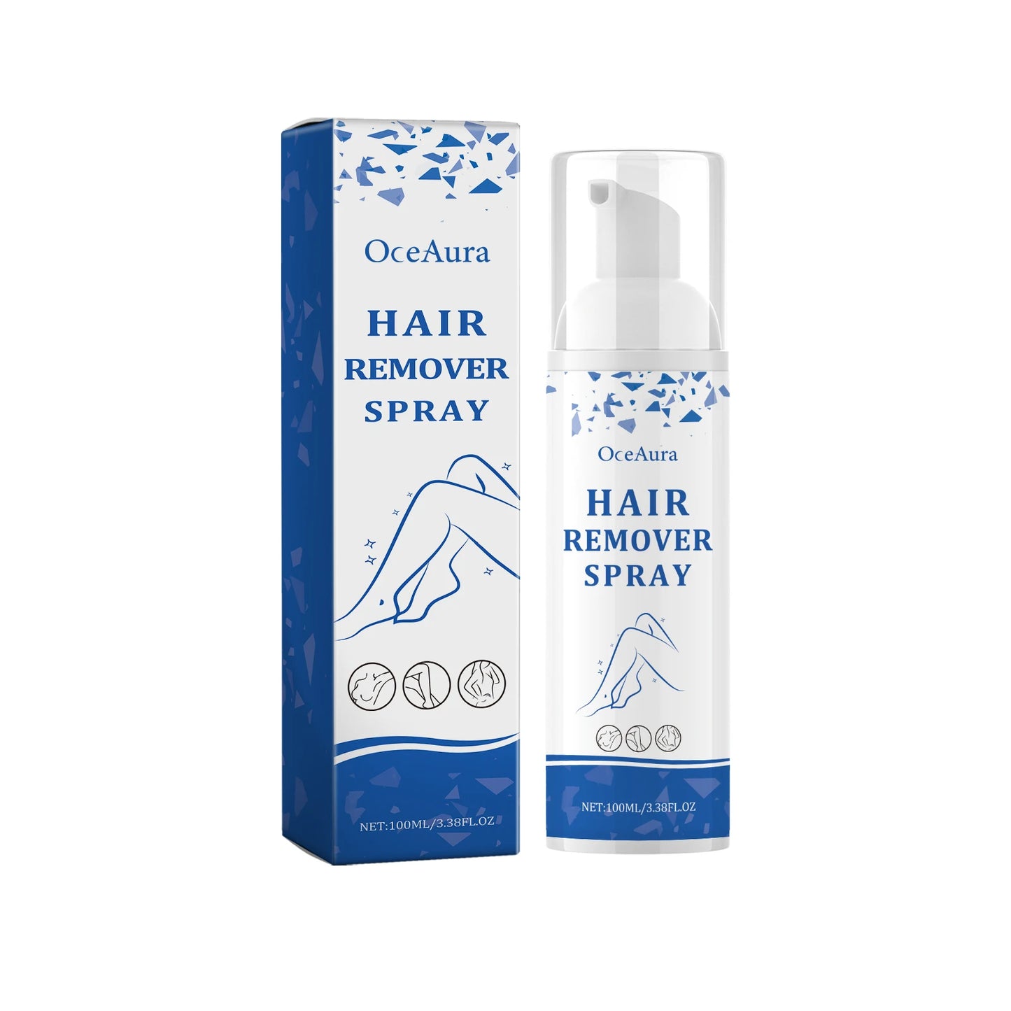 OceAura Depilatory Mousse Spray – Body & Underarm Hair Removal