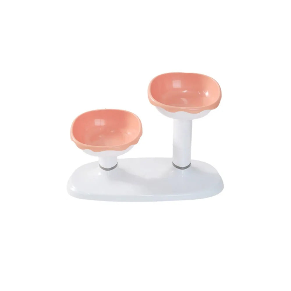 Elevated Double Pet Bowl | Adjustable Cat & Dog Feeding Station Elevated Pet Feeder Peaceful Pleasures Health and Wellness Pink