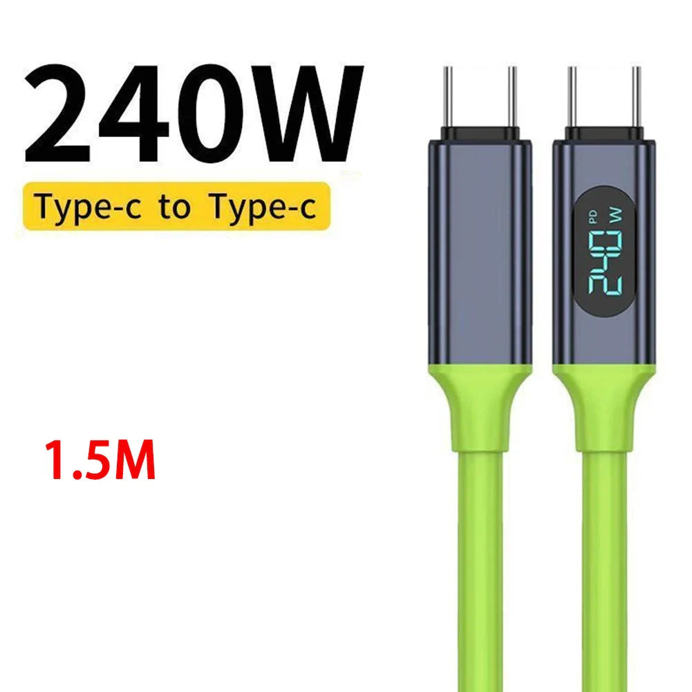 240W USB-C Fast Charging Cable with Digital Power Display 1.5M