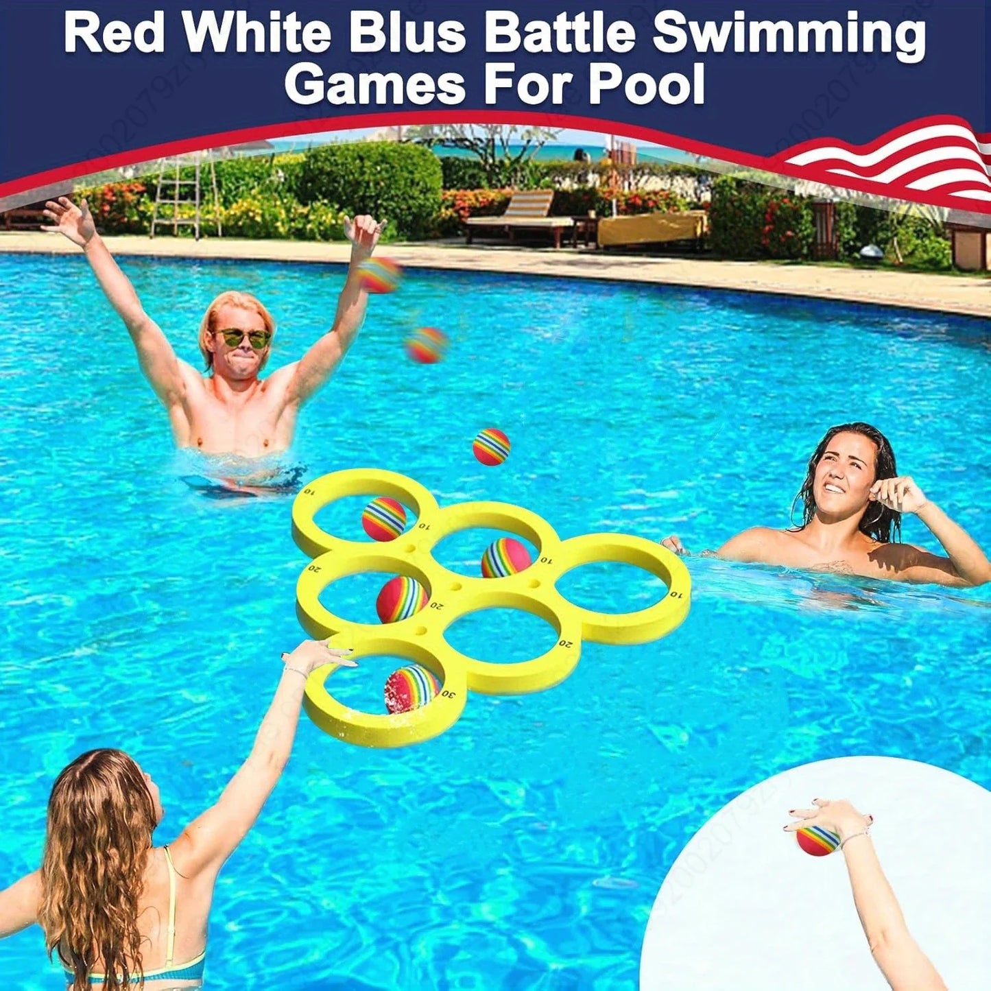 Swimming Pool Toss Game Set – Floating Board & 10 EVA Balls