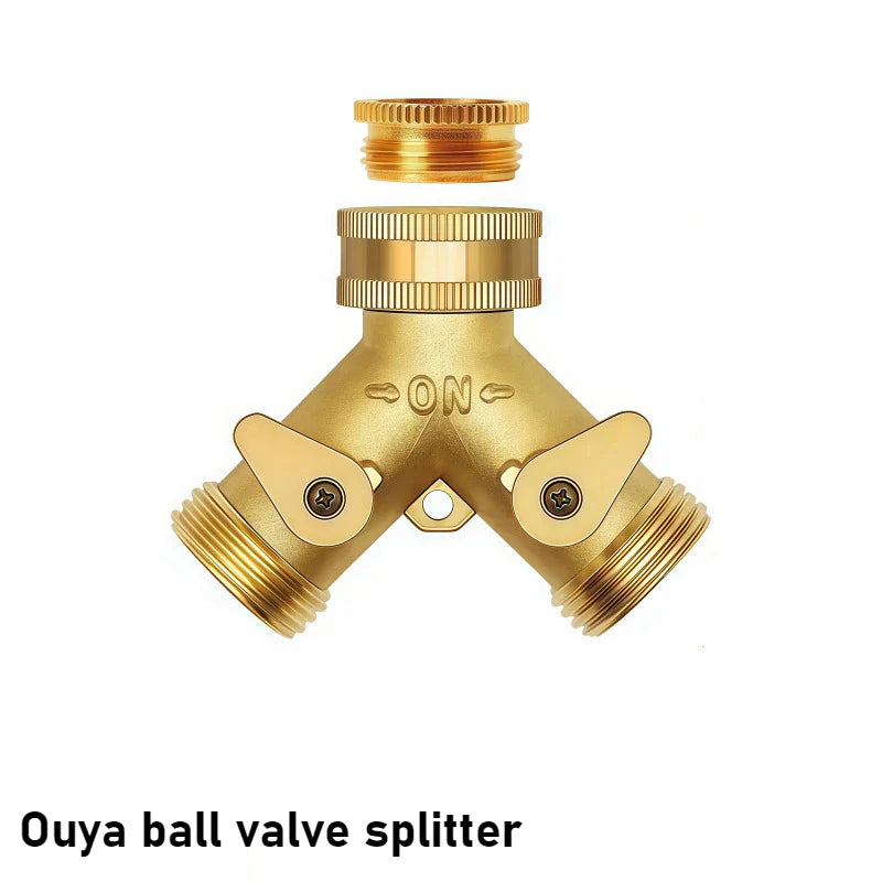 Brass Y-Shaped 2-Way Garden Hose Splitter & Adapter 3/4"