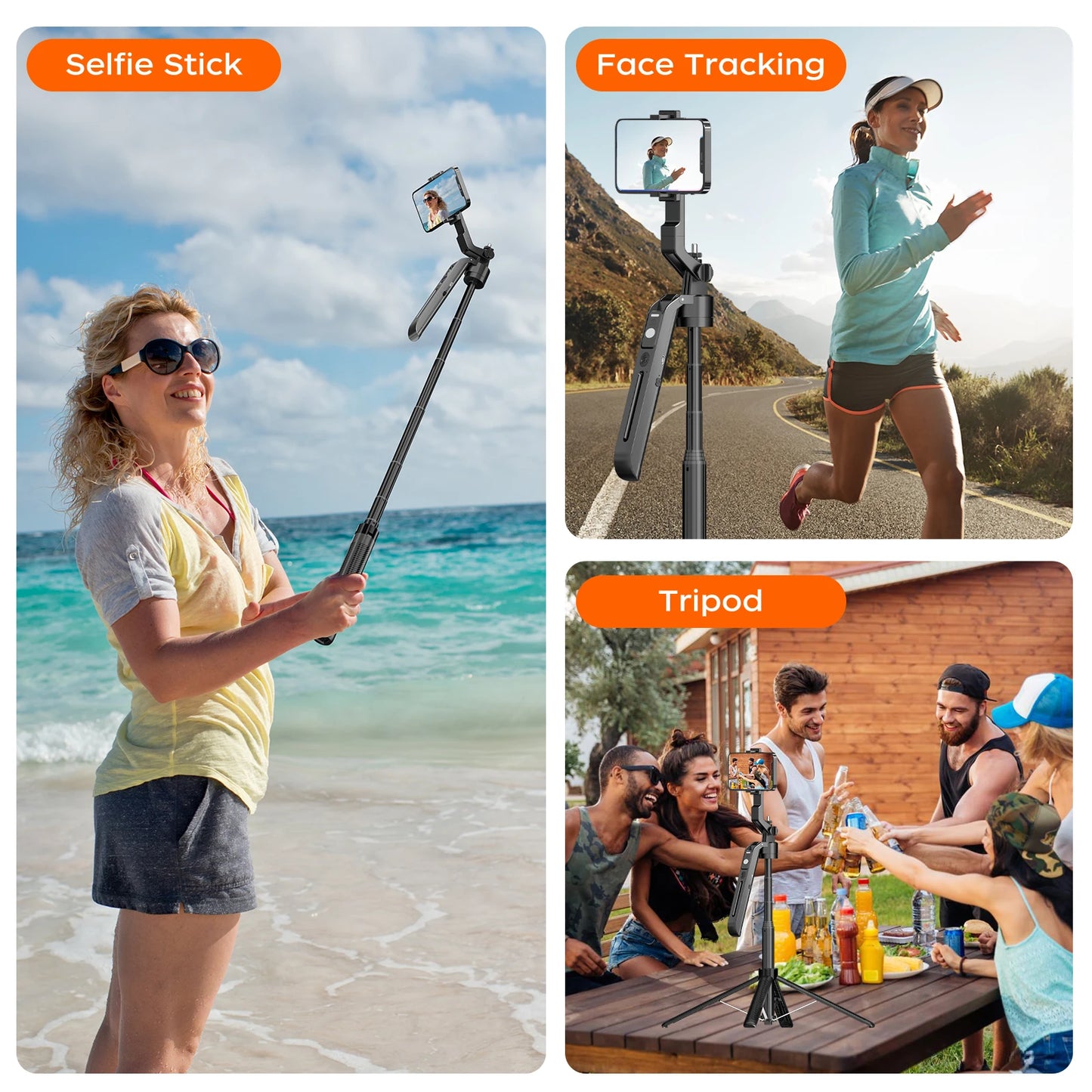 AI Face Tracking Telescopic Gimbal Stabilizer Anti-Shake Telescopic Selfie Stick Tripod Phone Mount for Vlog Video Photography Peaceful Pleasures Health and Wellness