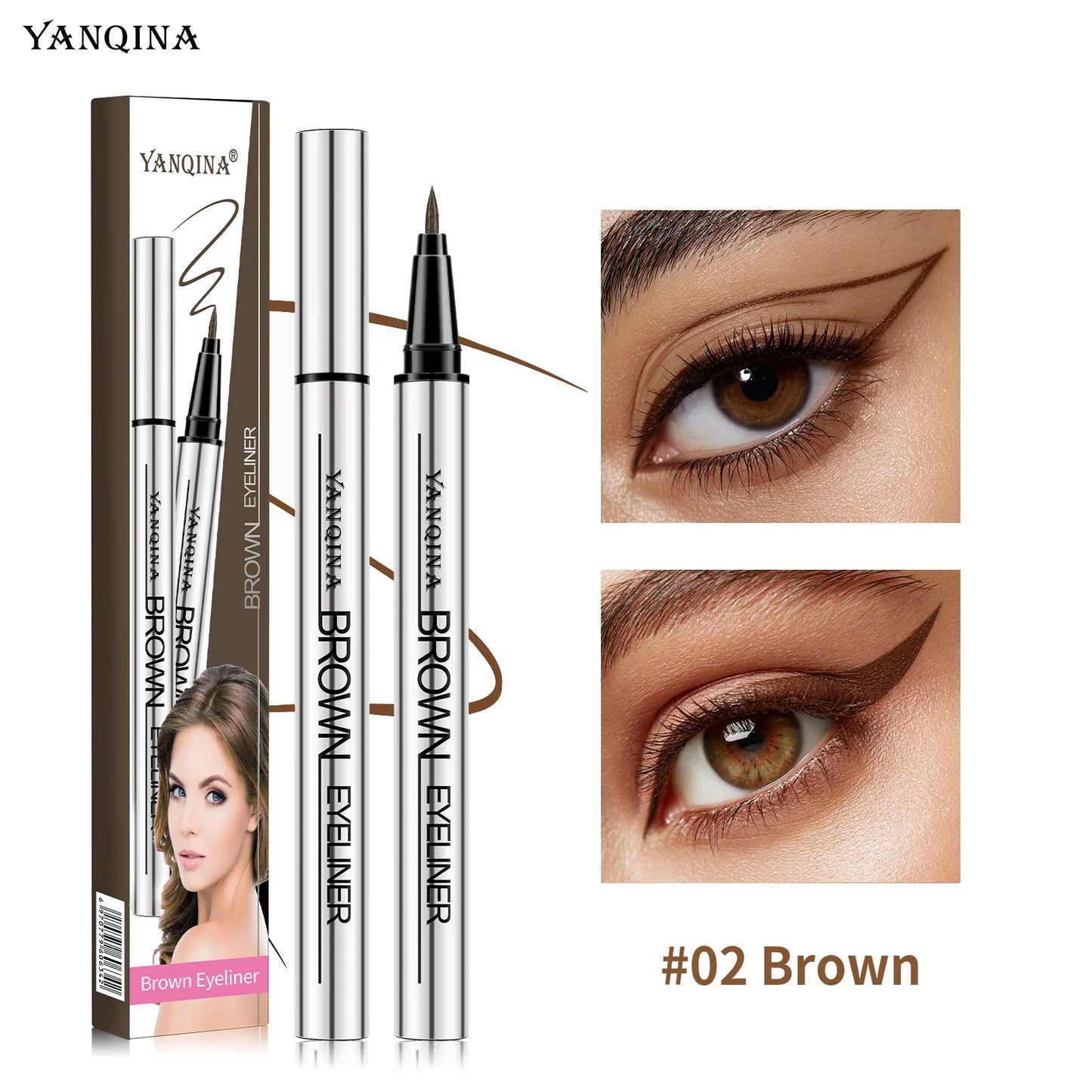YANQINA Waterproof Liquid Eyeliner Pen – Black & Brown