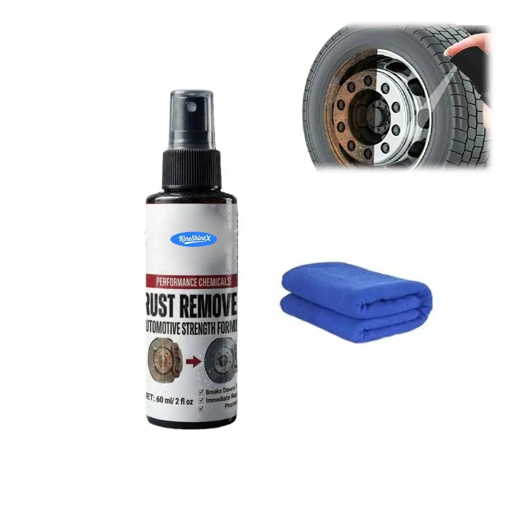 Powerful Car Rust Remover Spray Iron Dust Cleaning for Wheels & Metal Parts Auto Detail Rust Converter Kit with Sponge & Towel Peaceful Pleasures Health and Wellness 60ml