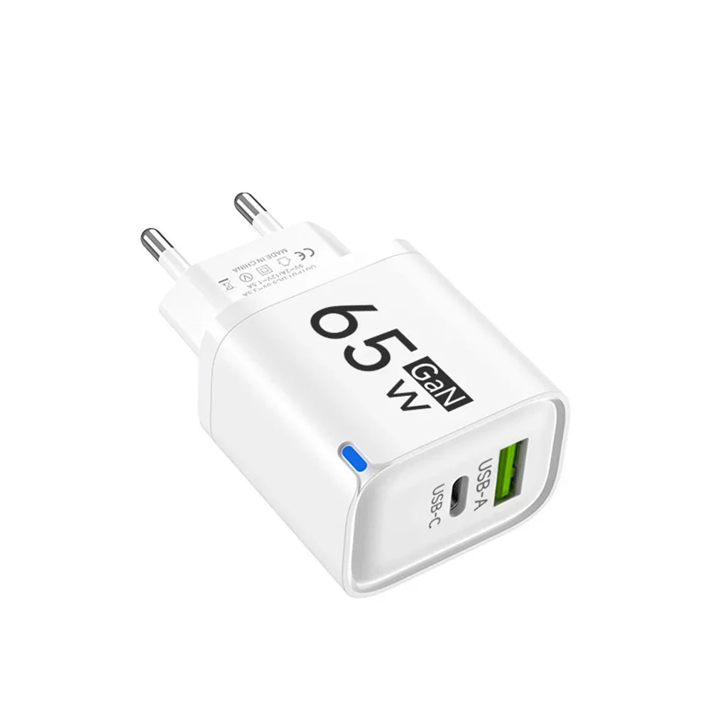 65W GaN 3-Port USB-C Fast Charger PD QC 3.0 | EU US UK