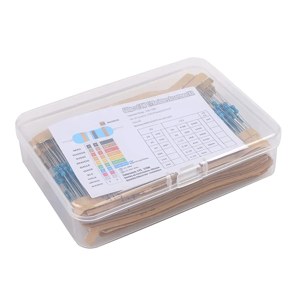 300/600pcs Metal Film Resistor Kit – 30 Values, 1% Tolerance 1/4W Peaceful Pleasures Health and Wellness 300PCS Box spain