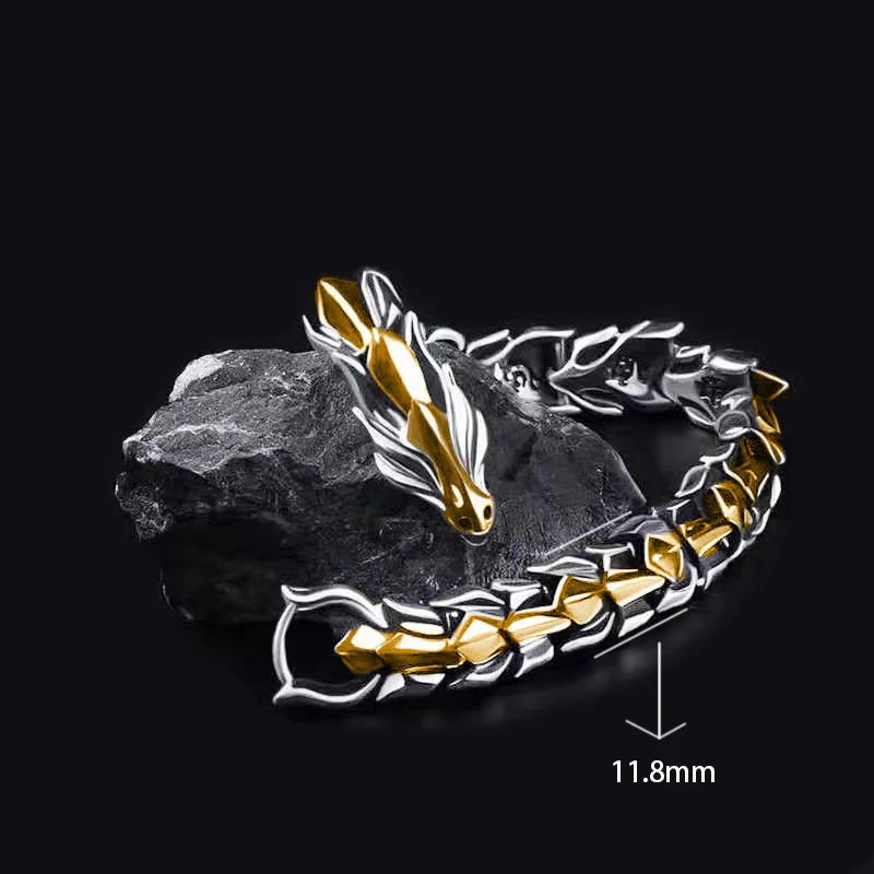 Retro Dragon Head Men's Bracelet | Punk Dragon Scale Charm
