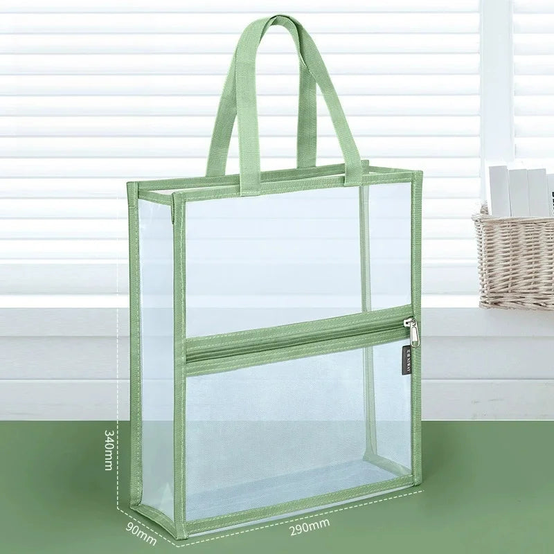 Transparent A4 File Bag Waterproof Zipper Document Organizer