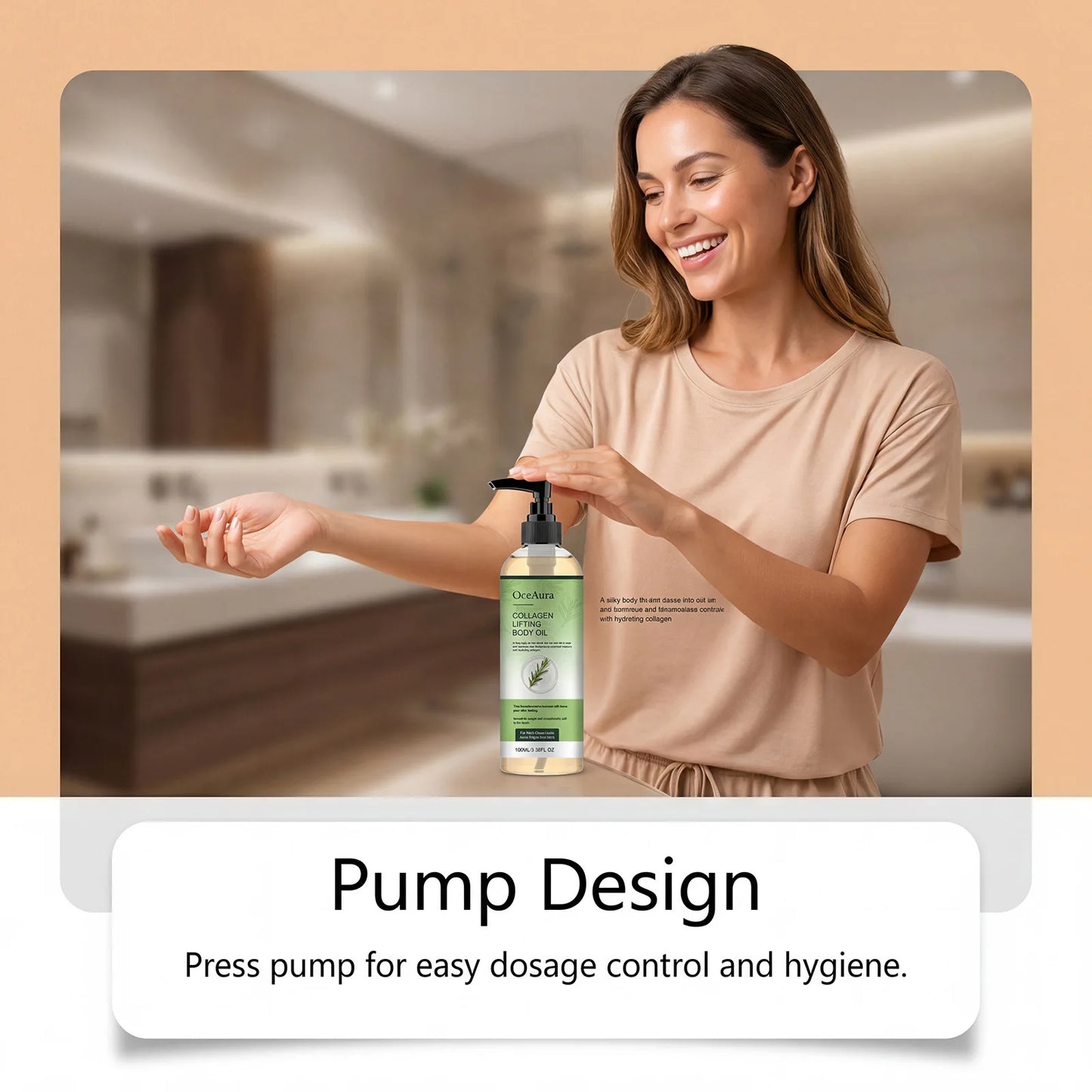 Collagen Body Oil Deep Hydration Moisturizing Firming Tightening Intensive Skin Elasticity Enhance Skin Non-Greasy Body Care Oil Peaceful Pleasures Health and Wellness