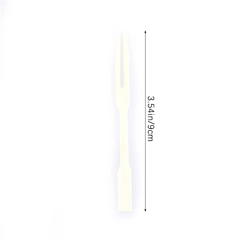 100PCS Bamboo Disposable Fruit & Dessert Forks | Party Tableware