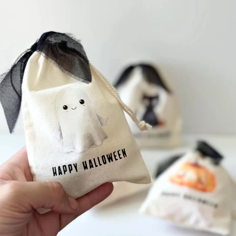 4-Pack Halloween Drawstring Treat Bags – Pumpkin, Cat & Skeleton Halloween Favor Bags Peaceful Pleasures Health and Wellness