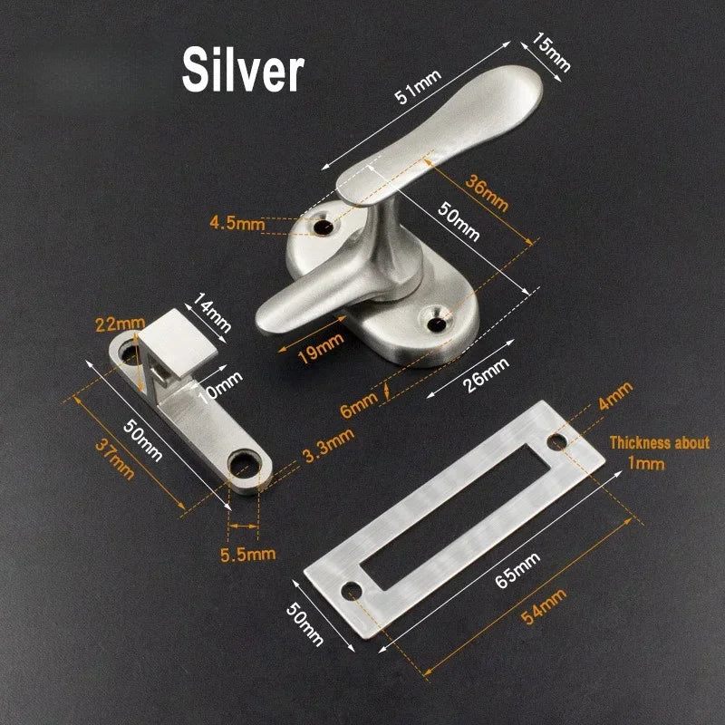 304 Stainless Steel Flip Latch Lock,Double Slot Door Bolts,Anti-Theft Locks,Gate Buckle for Windows Cabinets Barn Toilet Doors Peaceful Pleasures Health and Wellness Silver