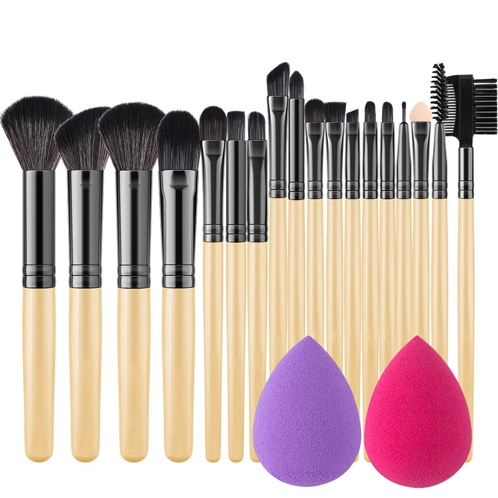 18-Piece Professional Makeup Brush Set – Kabuki & Blending Kit