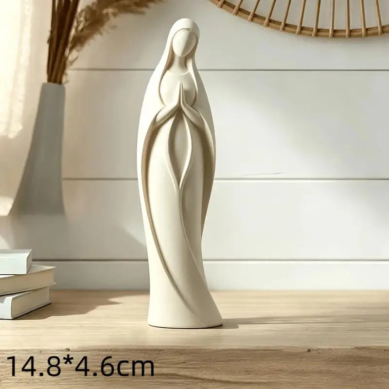 3D Printed Praying Angel Statue | White Gold Guardian Figurine