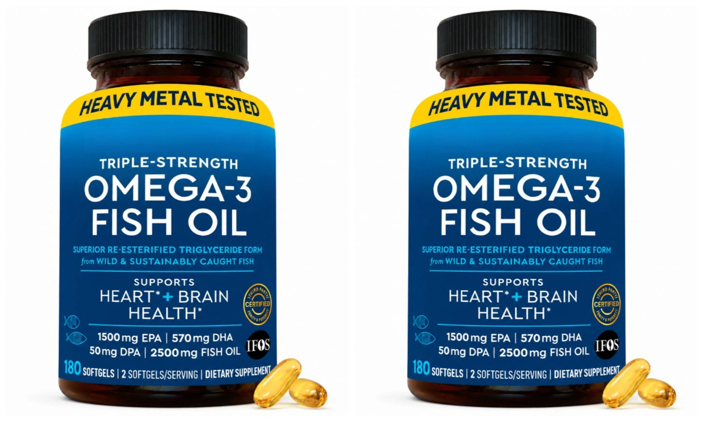 Omega 3 Fish Oil 2500mg EPA 1500mg DHA 570mg | 180 Softgels