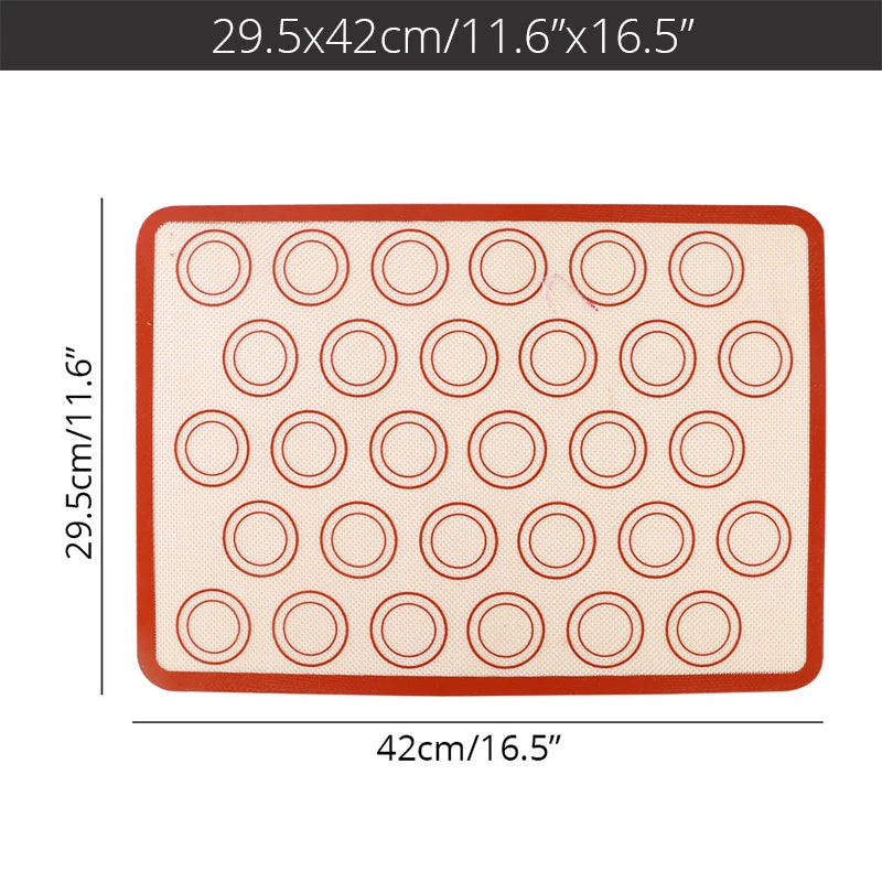 Silicone Macaron Baking Mat - for Bake Pans - Macaroon/Pastry/Cookie Making - Professional Grade Nonstick Peaceful Pleasures Health and Wellness Red Macaron
