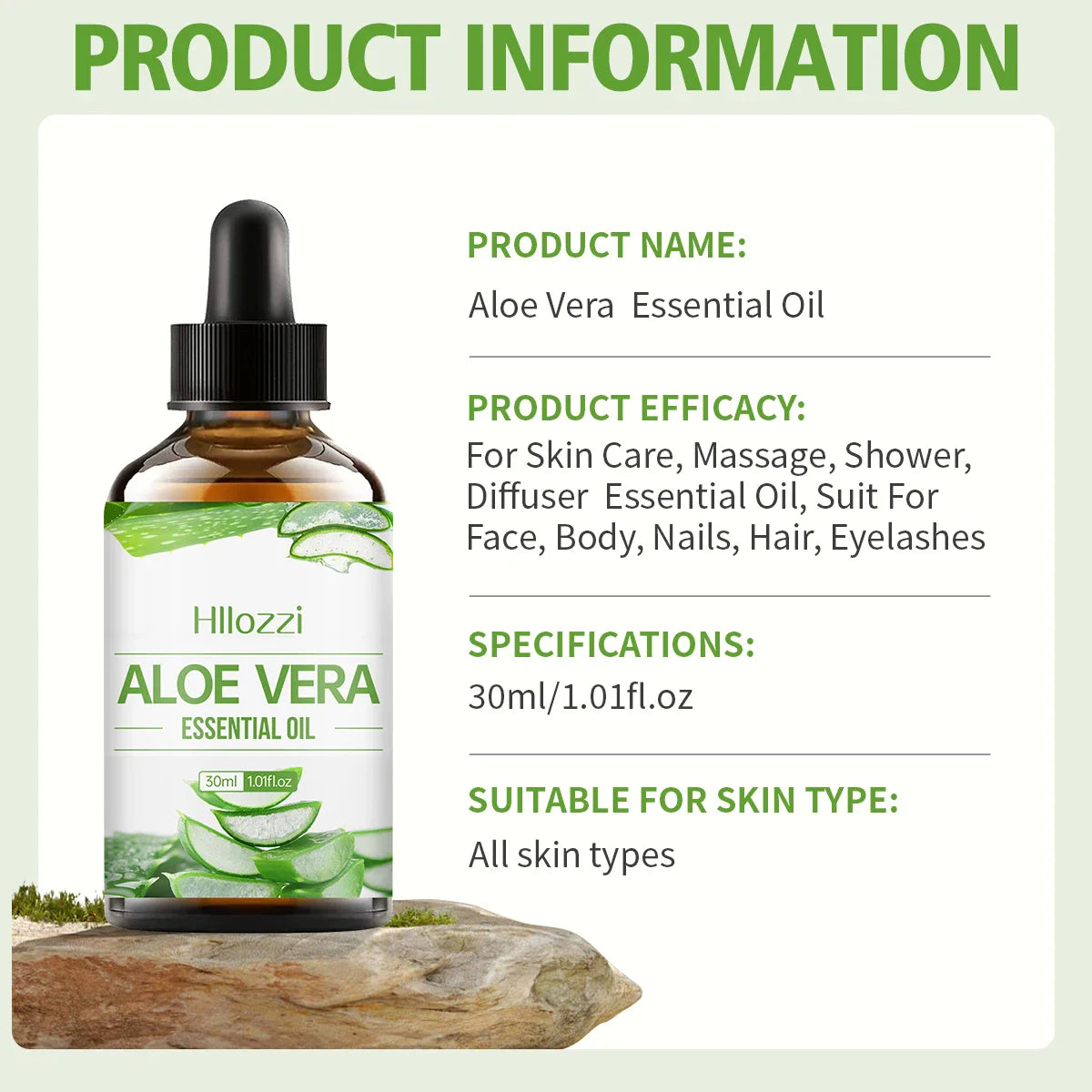 Hllozzi Aloe Vera Essential Oil – Face, Hair, Body & Aromatherapy