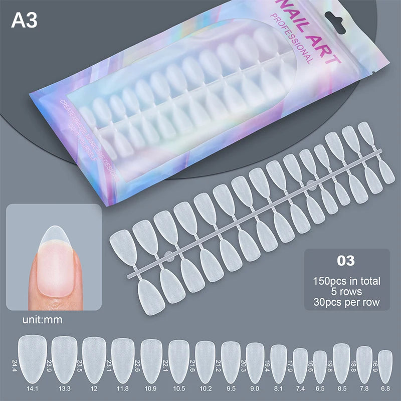 150pcs Short Matte Full Cover False Nails Coffin Square Almond Press on Soft Gel Nail Tips Manicure Extension Tools Peaceful Pleasures Health and Wellness A3