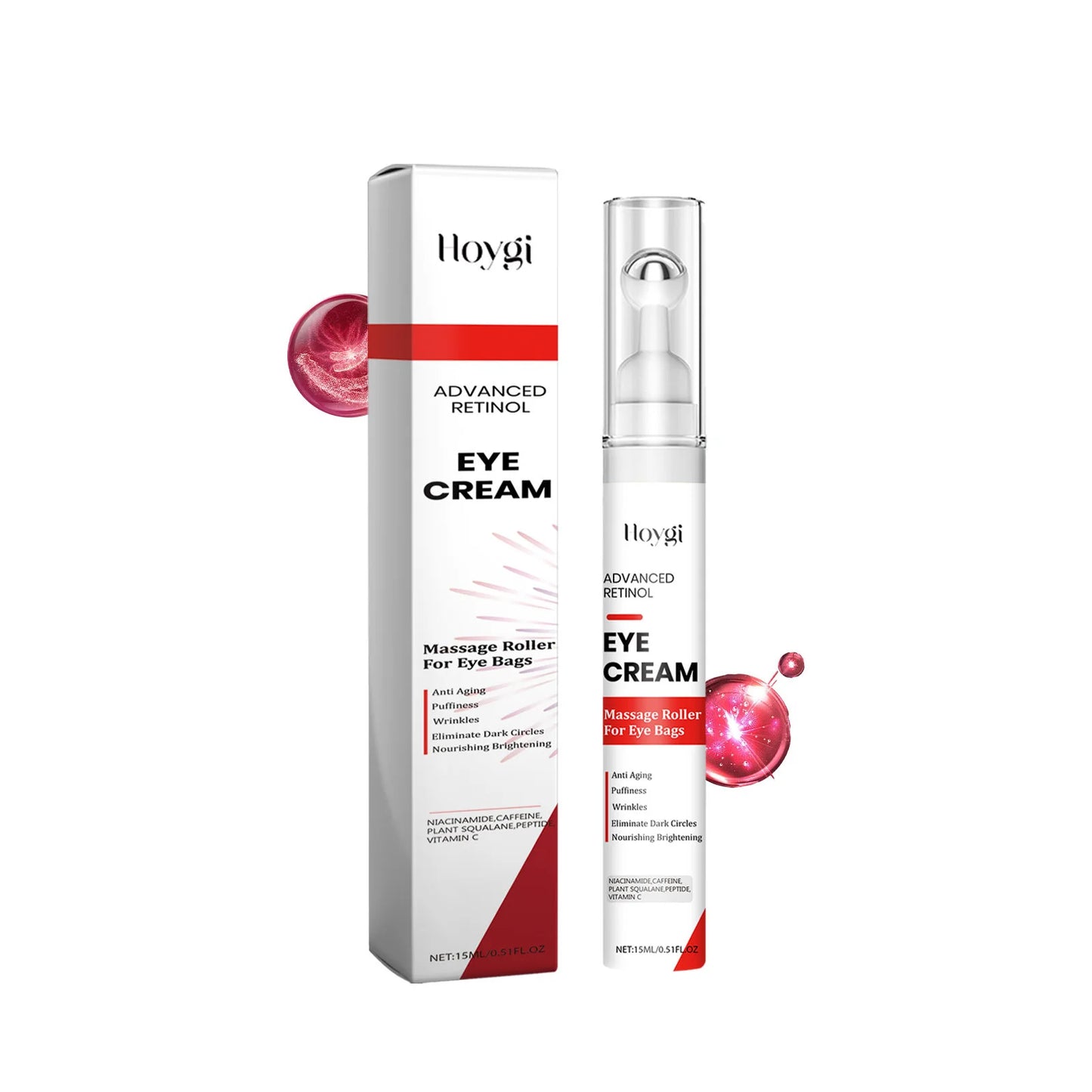 Retinol Eye Cream Anti-Puffiness Lightening Dark Circles Eye Bags Remove Fade Fine Lines Firming Moisturizing Eyes Care Serum Peaceful Pleasures Health and Wellness 15ml Boxed