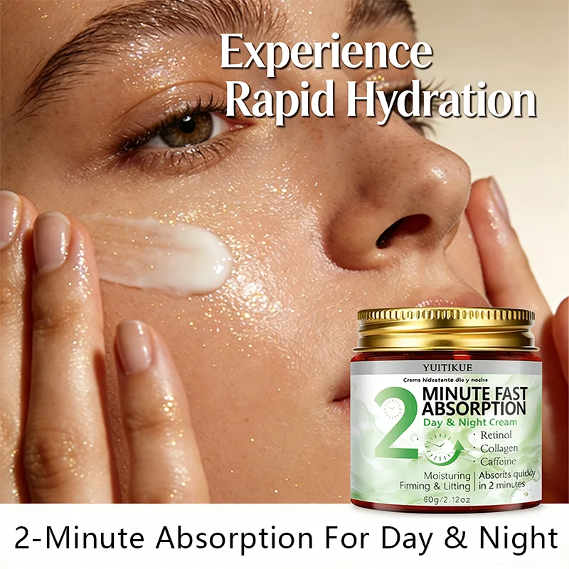 Yuitikue 2 Minute Fast Absorption Day & Night Cream, 60g Retinol Collagen & Caffeine Moisturizer for Firming & Lifting Skin Care Peaceful Pleasures Health and Wellness