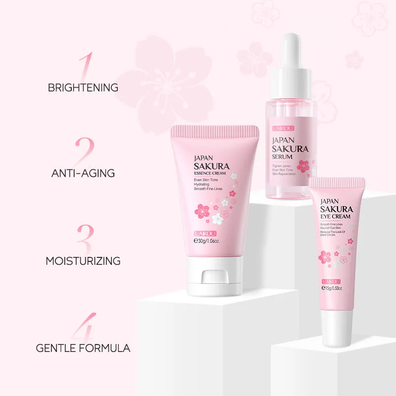 LAIKOU Sakura Skin Care Set | Cleanser, Serum, Toner & Cream