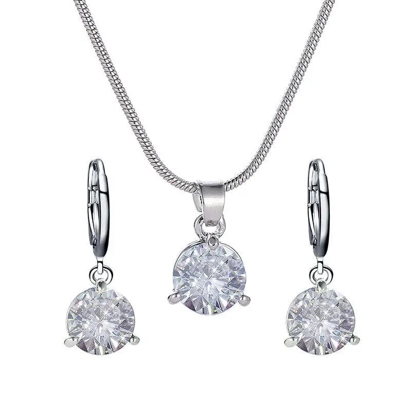 Crystal Zirconia Pendant Necklace & Earrings Set | Gift