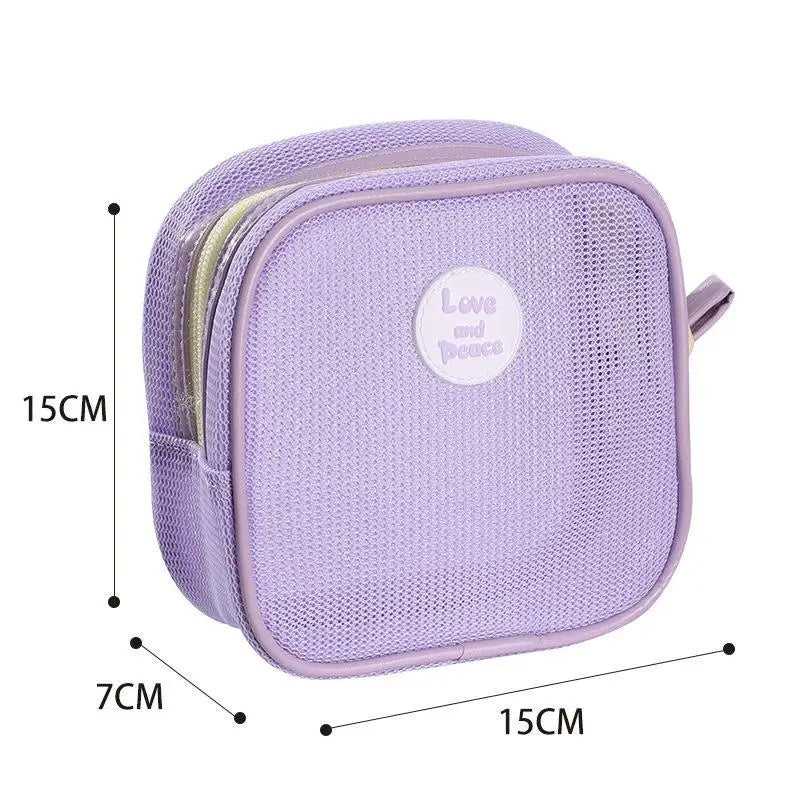 Portable Mesh Cosmetic Bag – Breathable Travel Makeup Pouch